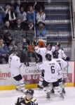 Blake Tatchell scored the North Stars first goal tying the game at 1-1 and the celebration is one.